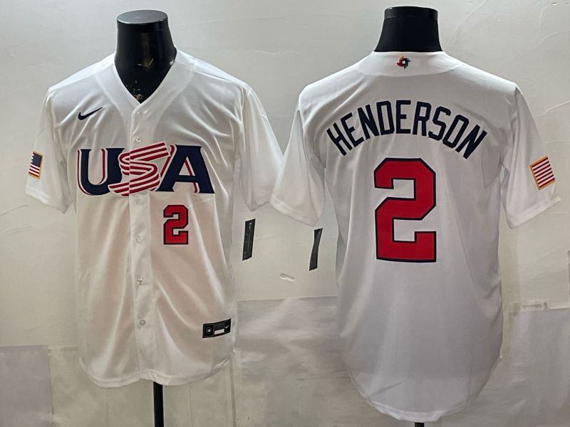 Men 2026 World Cub USA #2 Henderson White Nike MLB Jersey style 007